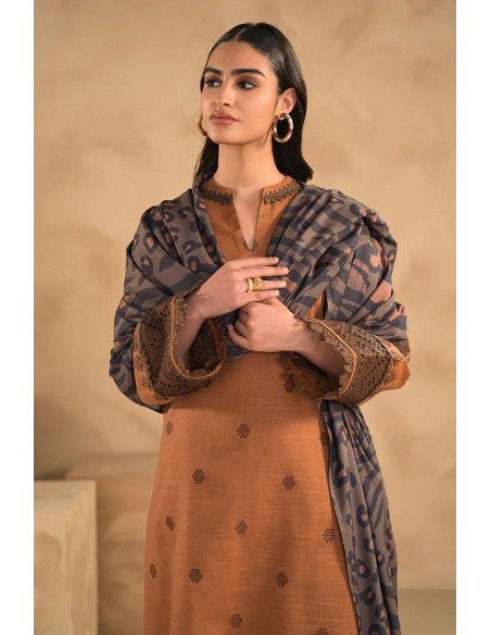 3 Pcs Women's Unstitched Embroidered Suit