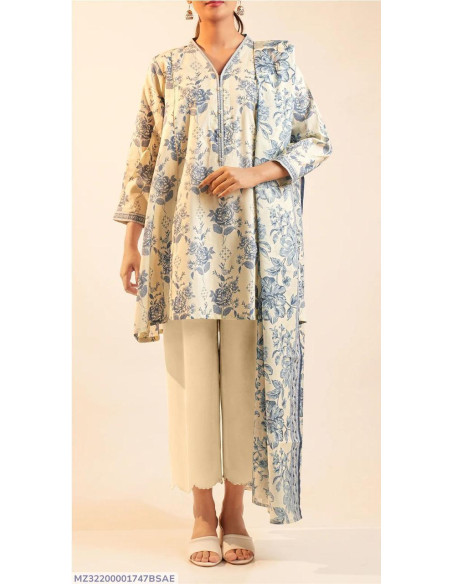 3 Pcs Women's Unstitched Printed Suit
