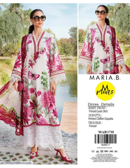 3 Pcs Women's Unstitched Printed Suit