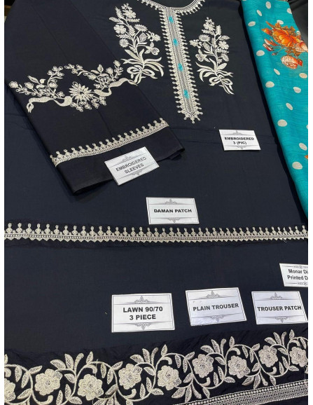 3 Pcs Women's Unstitched Embroidered...