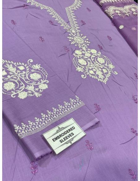 3 Pcs Women's Unstitched Embroidered Suit