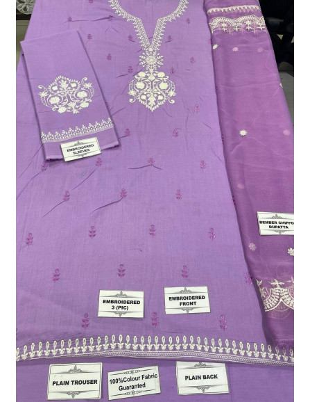 3 Pcs Women's Unstitched Embroidered...