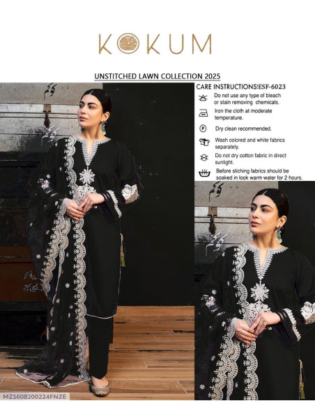 3 Pcs Women's Unstitched Embroidered Suit