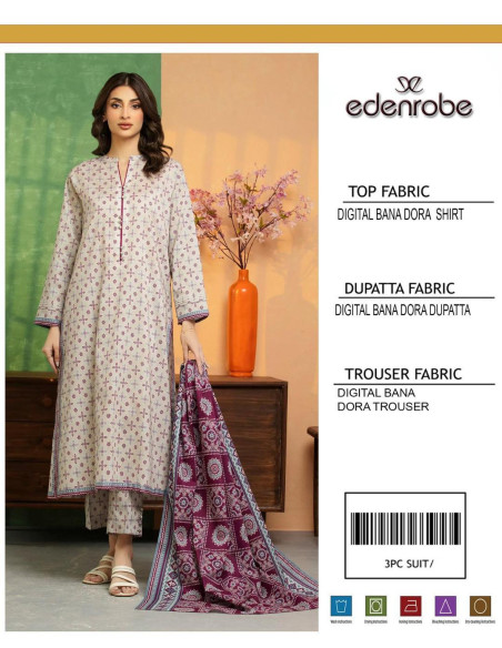 3 Pcs Women's Unstitched Digital Print Suit 