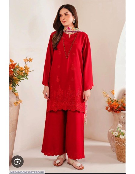 3 Pcs Women's Unstitched Chikankari...