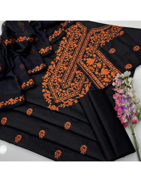 3 Pcs Women's Unstitched Embroidered Suit 