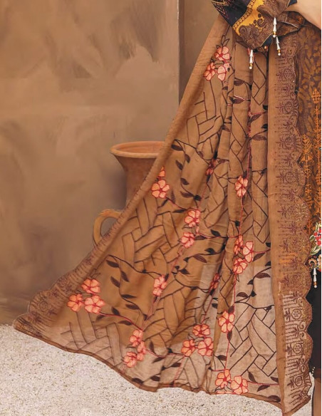 Arham Textile Rangzeb Volume 02 Embroidered Clay Brown Unstitched 3 piece