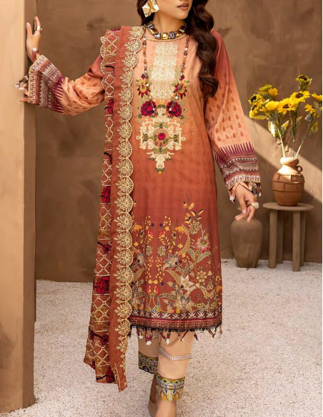 Arham Textile Rangzeb Volume 02 Embroidered Cumin Unstitched 3 piece