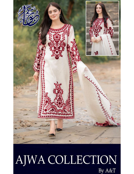3Pcs stitched Shirt With Fully Embroidered Dupatta 
