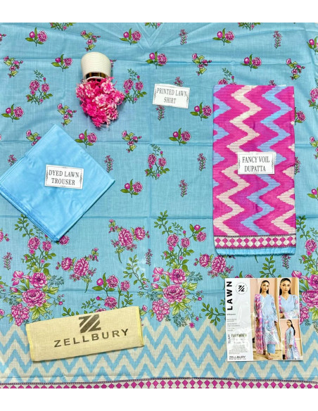 3 Pcs Women's Unstitched Printed Suit 