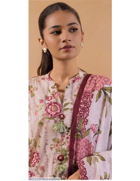 3 Pcs Women's Unstitched Printed Suit  