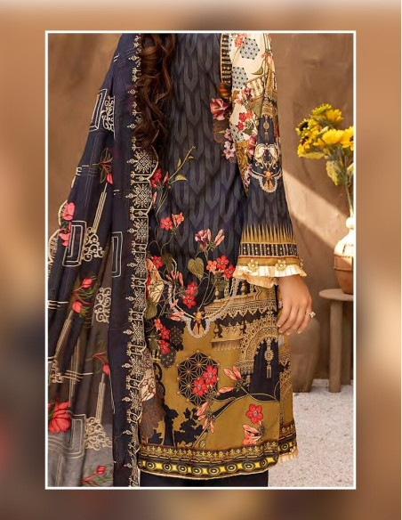 Arham Textile Rangzeb Volume 02 Embroidered Baltic Sea Unstitched 3 piece