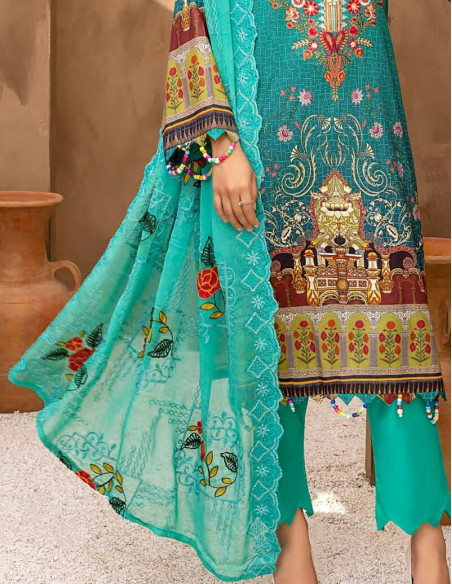 Arham Textile Rangzeb Volume 02 Embroidered Eastern Blue Unstitched 3 piece