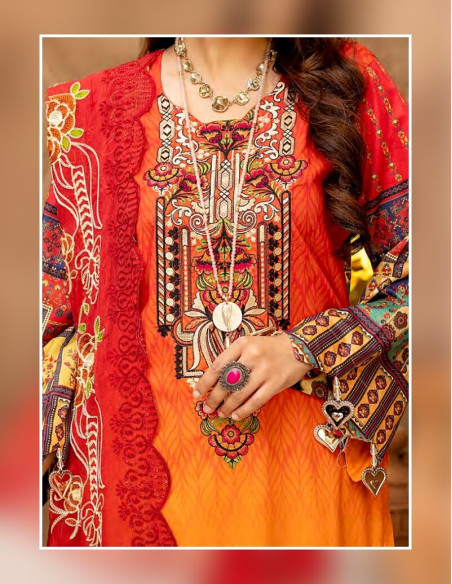 Arham Textile Rangzeb Volume 02 Embroidered Lava Red Unstitched 3 piece