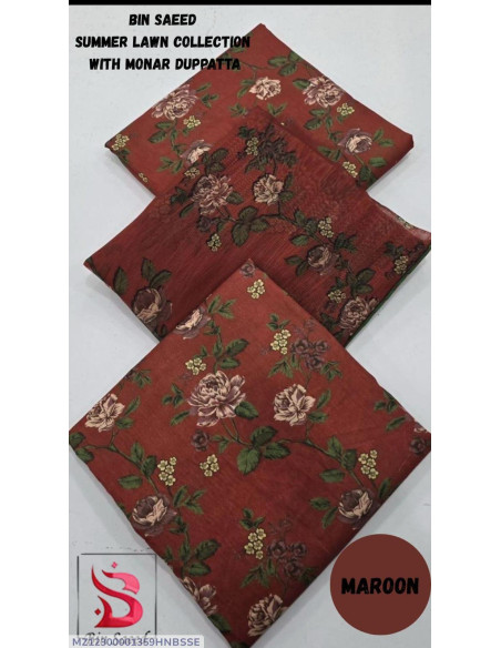 3 Pcs Women's Unstitched Digital Print Suit 