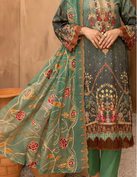 Arham Textile Rangzeb Volume 02 Embroidered Black Cat Unstitched 3 piece