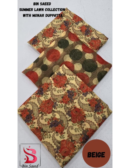 3 Pcs Women's Unstitched Digital Print Suit