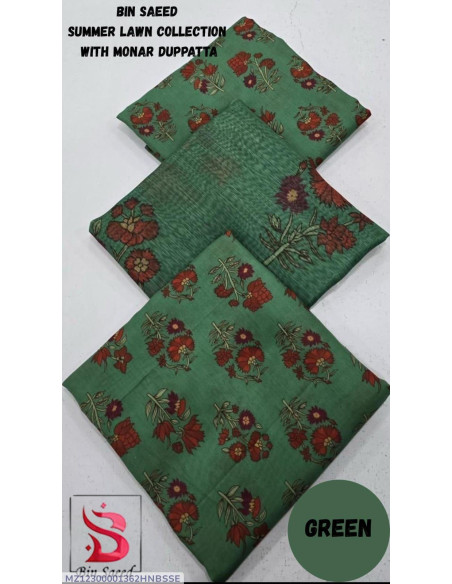 3 Pcs Women's Unstitched Digital Print Suit