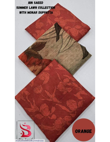 3 Pcs Women's Unstitched Digital Print Suit