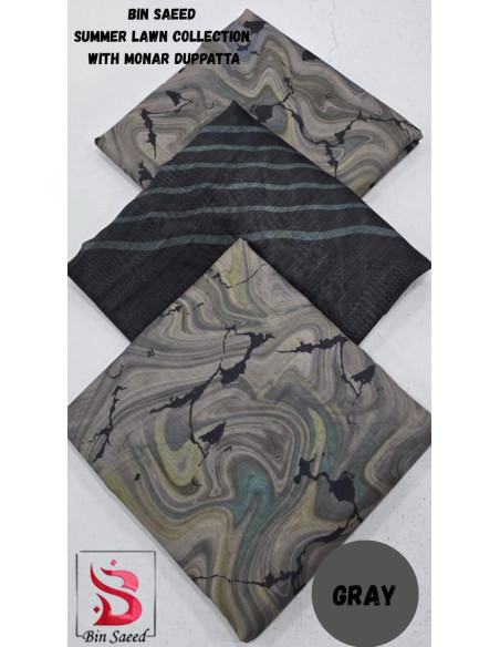 3 Pcs Women's Unstitched Digital Print Suit