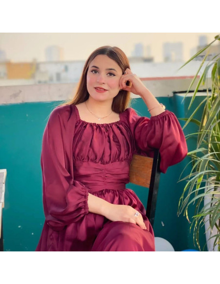 Maroon silk maxi dress 