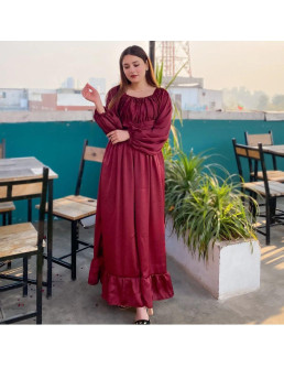Maroon silk maxi dress  2