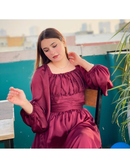 Maroon silk maxi dress 