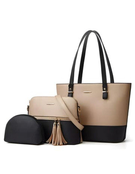 Women's PU Leather textured hand bag set-3 PCs set