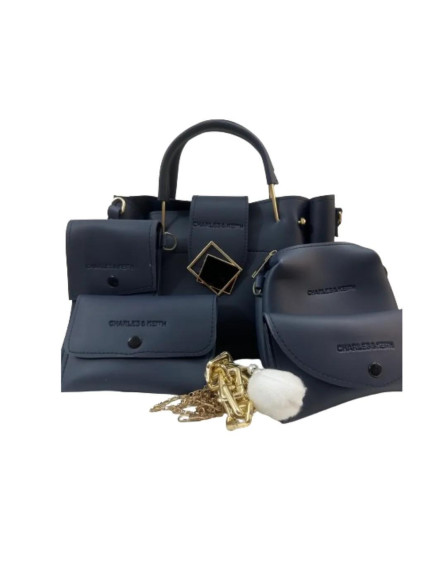 Stylish Blue PU Leather bag set-4pcs 