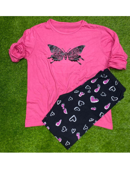 2pcs women's stitched printed night suit