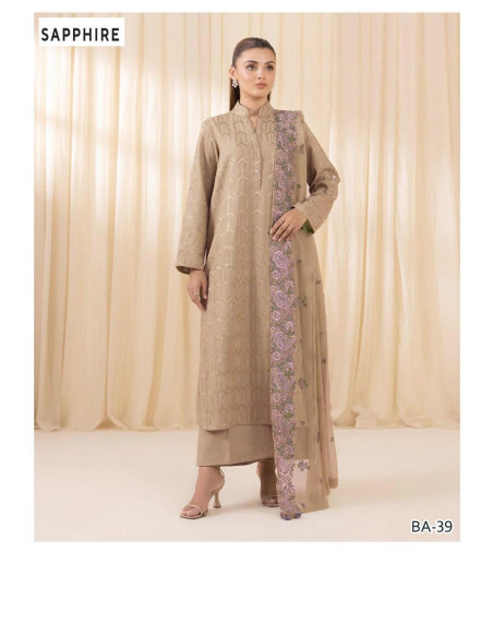 3pcs women's unstitched embroidered suit
