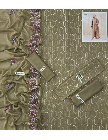 3pcs women's unstitched embroidered suit