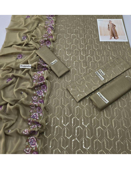 3pcs women's unstitched embroidered suit