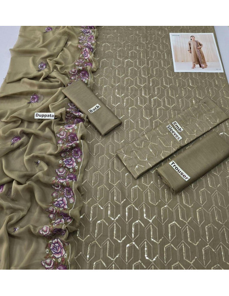 3pcs women's unstitched embroidered suit