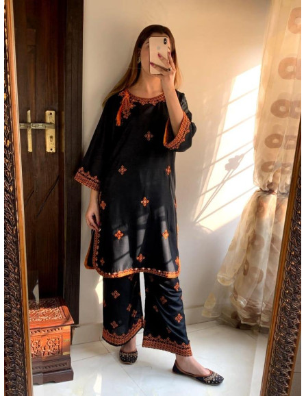 2pcs women's stitched linen...