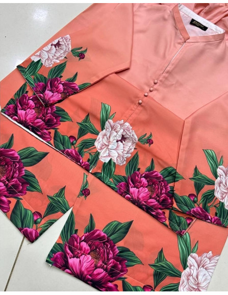 Stylish peach printed co-ord set-2pcs...