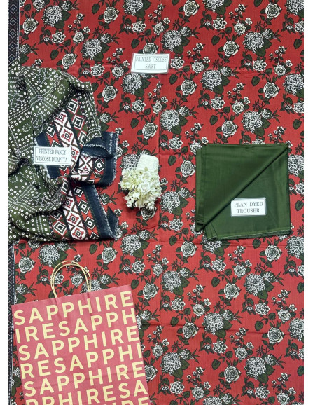 3pcs women's unstitched printed suit