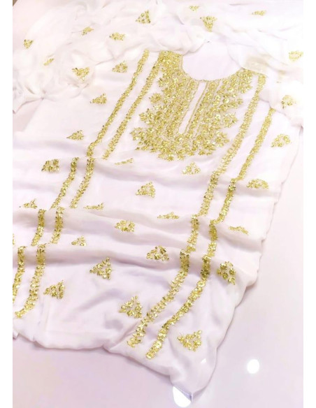 2pcs women's unstitched chiffon gota work fancy dress 