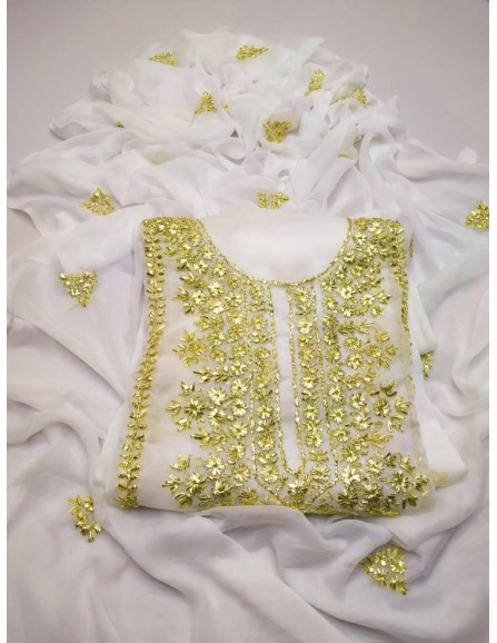 2pcs women's unstitched chiffon gota...