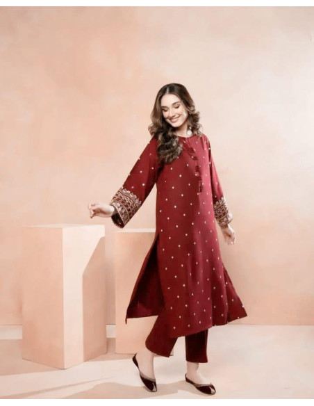 2pcs women's unstitched embroidered suit 