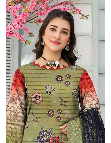 3pcs women's unstitched lawn embroidered suit