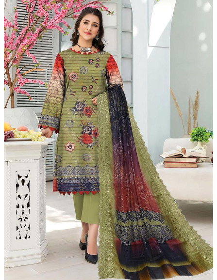 3pcs women's unstitched lawn...