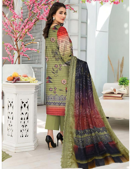3pcs women's unstitched lawn...