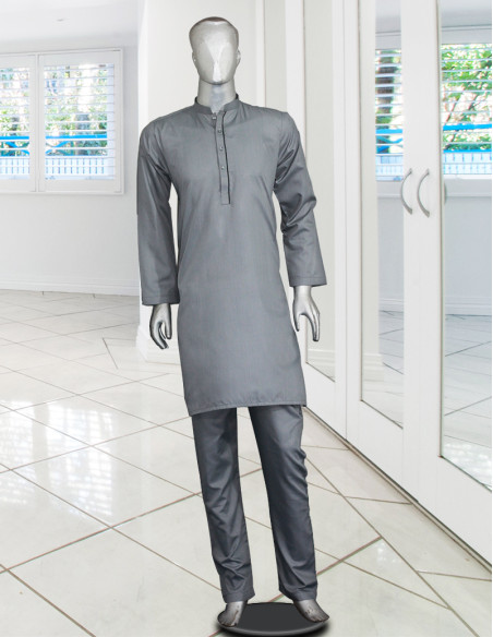 Men Ready to wear Grey Maloki Kurta Pajama/Trouser by Kurta Dukan