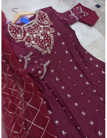 3pcs women's stitched shamoz silk...