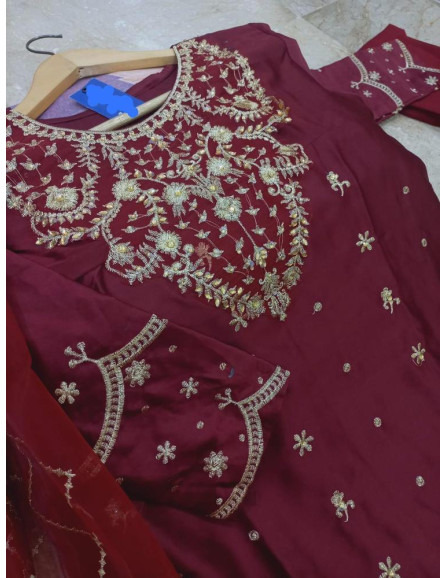 3pcs women's stitched shamoz silk...