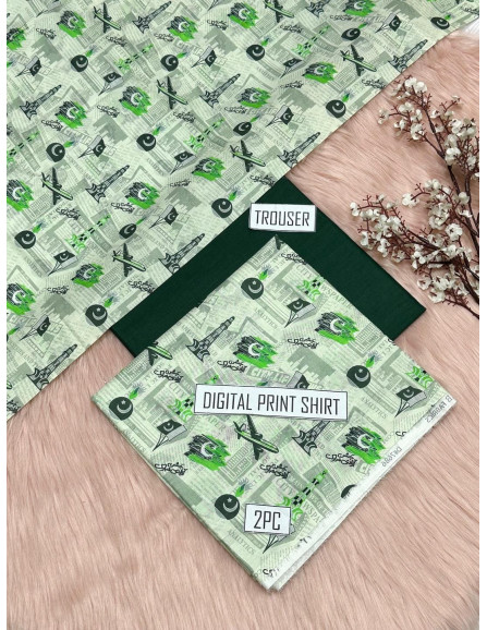 2 Pcs Woman`s Unstitched Printed suit...