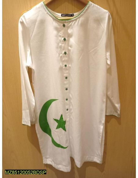 1 Pcs Woman`s Stitched Lawn Printed Kurti for independence day