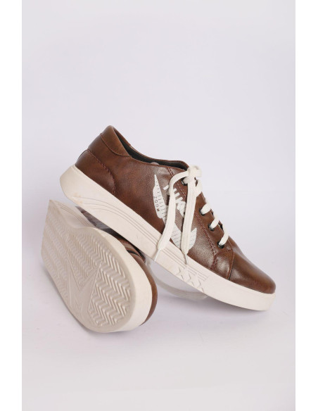 Stylish Men's Brown Synthetic Leather Sneakers - Casual Comfort