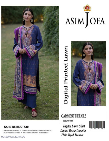 3 Pcs Women's Unstitched Printed Suit